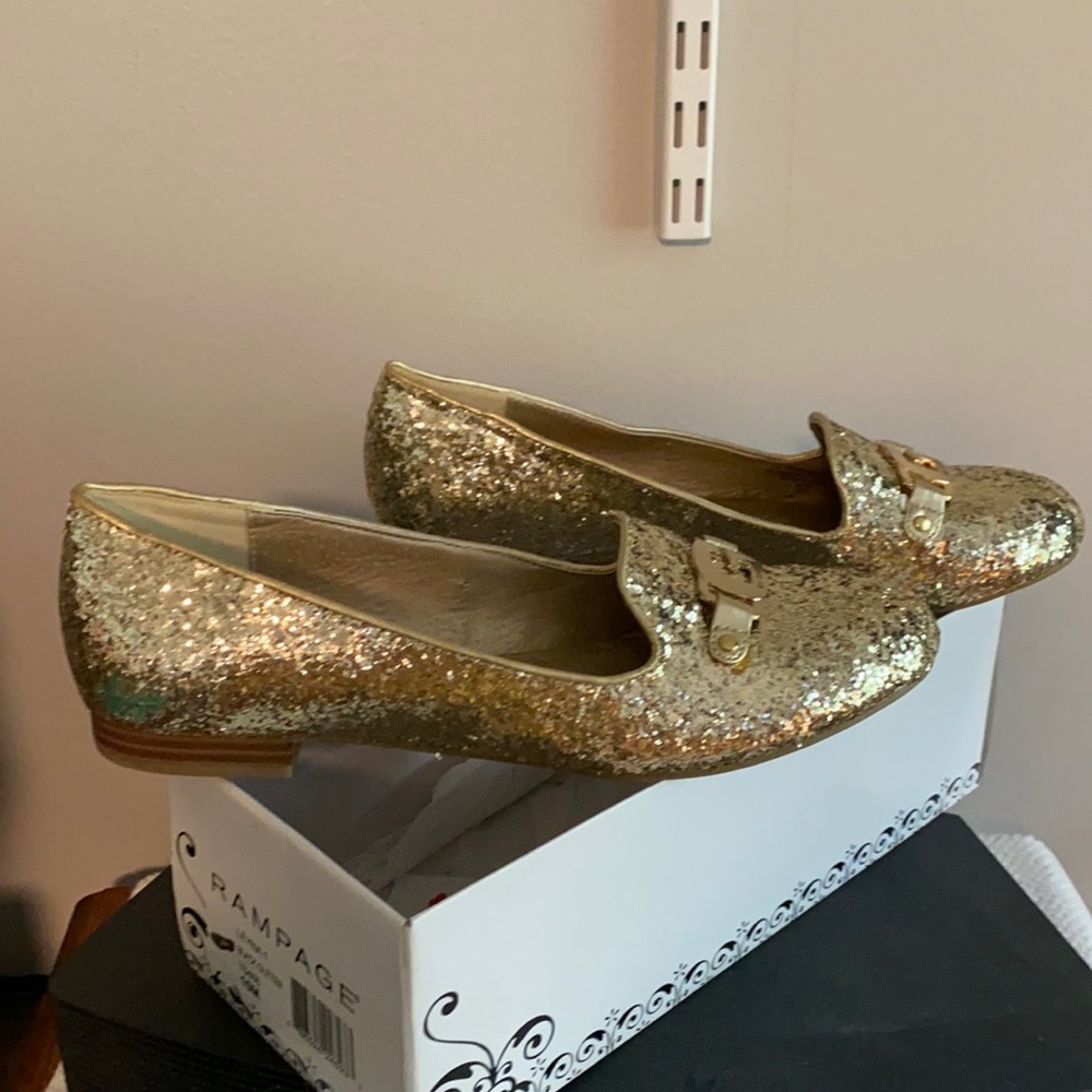 Brand new gold sparkle flats by guess